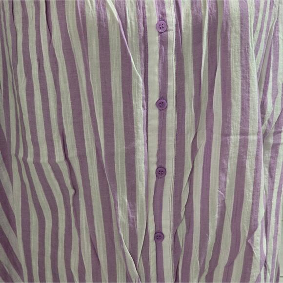 Lane Bryant Lavender and White Striped Button Down Tied Waist Shirt Plus Size 20 - Picture 4 of 6
